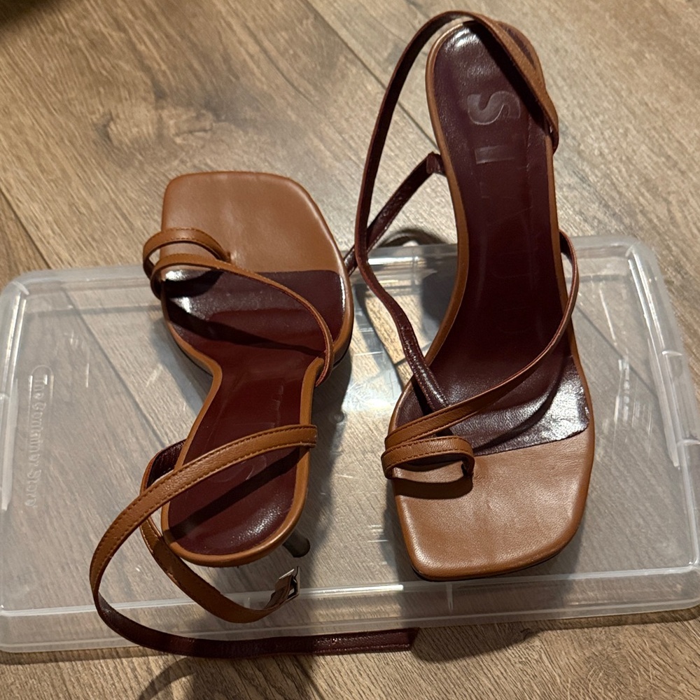 STAUD Tan Strappy Heels